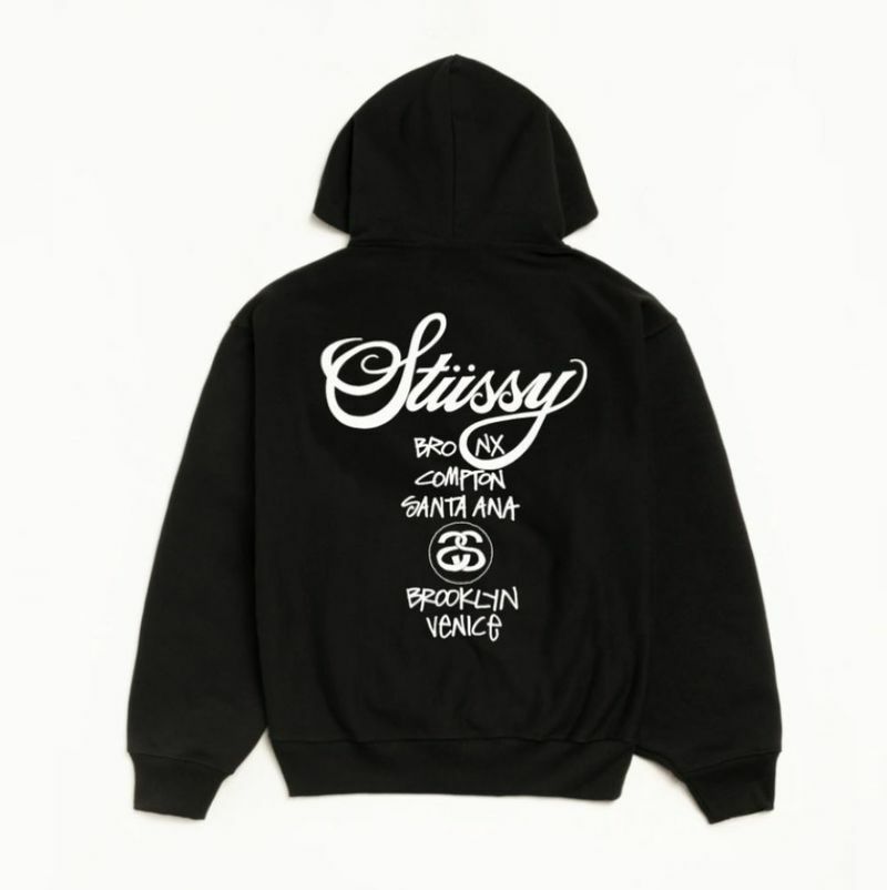 스투시 월드투어 후드 블랙 3923962 - Stussy