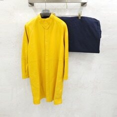 [럭스유] (새상품) M / 프라다 옐로우 나파가죽 삼각로고 트렌치 코트 썸네일 6