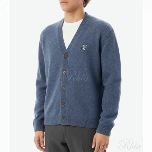 메종키츠네 폭스 헤드 메리노 레귤러 스웨터 PM00502KT1006 0331 가디건 - Maison Kitsune