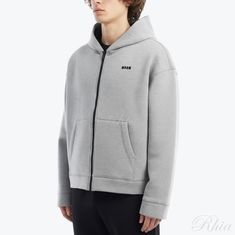 MSGM 마이크로 로고 비스코스 후드 집업 3940MH24 257612 97 썸네일 1