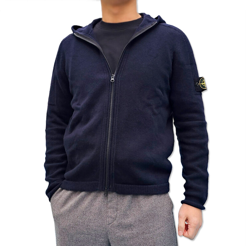 스톤아일랜드 울 남성 니트 후드집업 네이비 7915509A3 V0020 - Stone Island