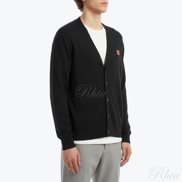 메종키츠네 폭스 헤드 메리노 레귤러 가디건 PM00501KT1181 P199 - Maison Kitsune