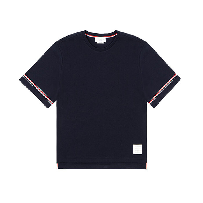 [로로모다] 톰브라운 크루넥 네이비 코튼 남성 반팔 티셔츠 / MJS282A-J0199-415 - Thom Browne