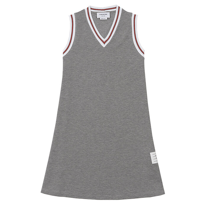 [로로모다] 톰브라운 V넥 테니스 코튼 여성 미디 원피스 / FJD108A-00050-055 - Thom Browne
