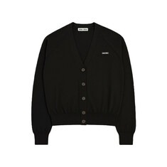 미우미우 25FW 로고 캐시미어 실크 가디건 블랙 MMF706 12PZ F0002 썸네일 1