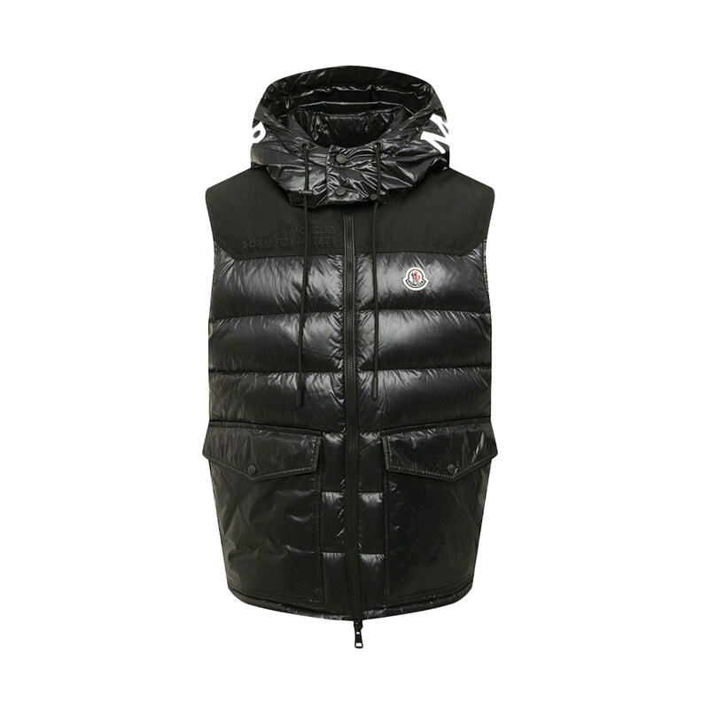 몽클레어 GENICHI 로고 패치 패딩 조끼 블랙 1A001 50 53A0E 999 - Moncler