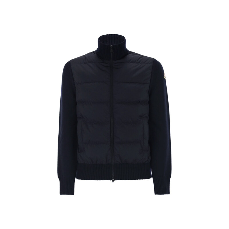 몽클레어 25FW 로고 패치 니트 믹스 패딩자켓 네이비 9B000 40 M1131 778 - Moncler