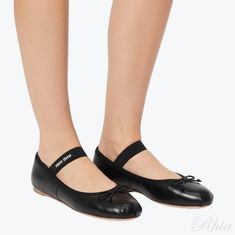 미우미우 가죽 발레리나 슈즈 5F794D XUU F0002 썸네일 1