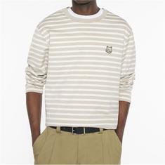 메종키츠네 스트라잎 긴팔티셔츠 PM00122KJ0044 beige white 썸네일 2