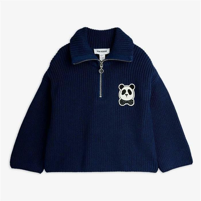 25FW 미니로디니 판다 반짚업스웨터 2572011960 Blue - Mini Rodini