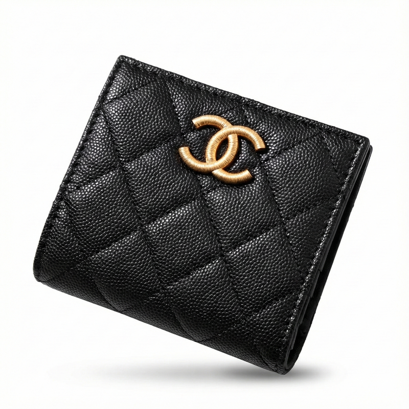 쇼핑백 풀셋 샤넬 빅 CC 로고 캐비어 반지갑 금장 블랙 AP3519 B13703 94305 - Chanel