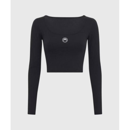 25FW 마린세르 긴팔 티셔츠 MRSW252PRTS030BK BK99 BLACK DOM - Marine Serre