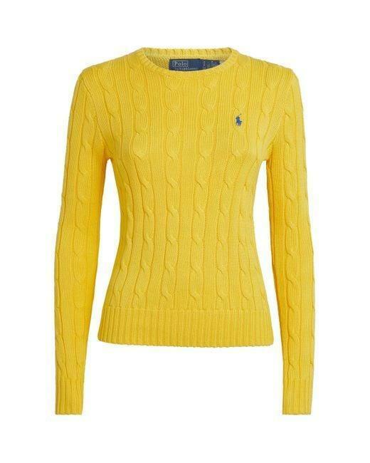 25FW 폴로 랄프로렌 폴로 자수 케이블 니트 스웨터 211971869013 YELLOW DOM - Polo Ralph Lauren