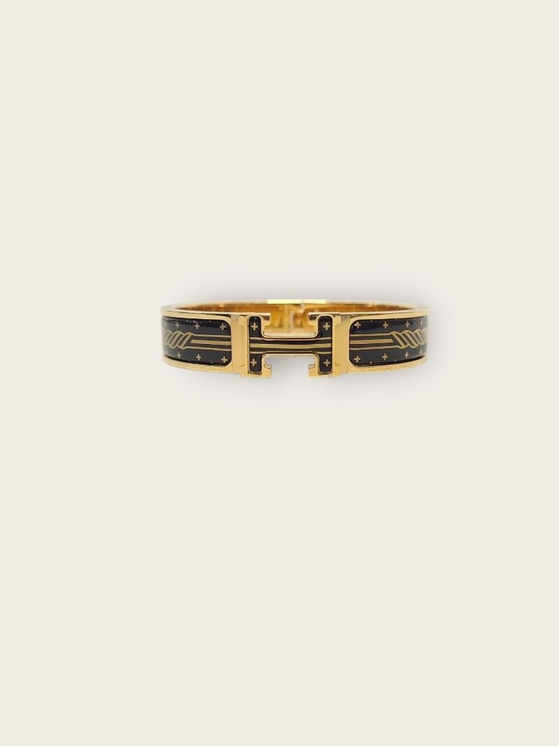 [중고명품/루이스잇] PM / 에르메스 블랙 골드 그래피티 클릭아슈 팔찌 - Hermes