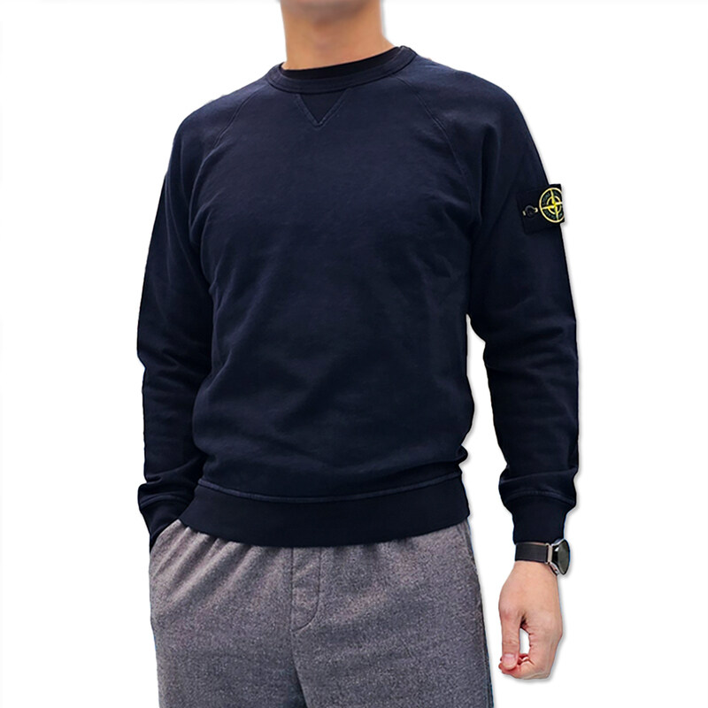 스톤아일랜드 와펜 패치 남성 맨투맨 네이비 781566360 V0020 - Stone Island