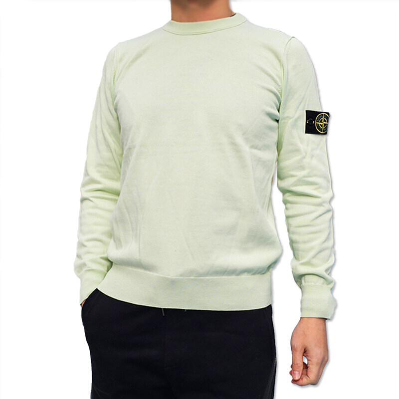 스톤아일랜드 와펜 패치 크루넥 남성 니트 라임 1015540B2 V0052 - Stone Island