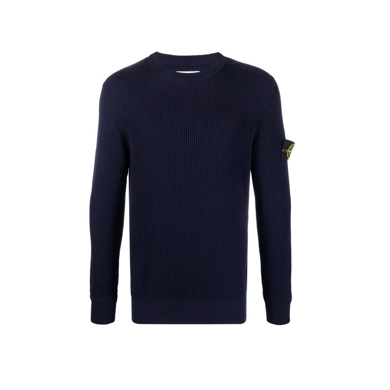 스톤 와펜 크루넥 골지 울 니트 네이비 7715553C2 V0020 - Stone Island