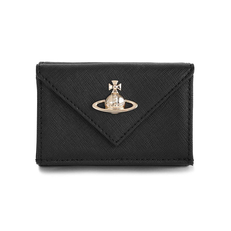 26SS ORB 로고 엔벨로프 사피아노 반지갑 블랙 5115002EW L001N N402 - Vivienne Westwood