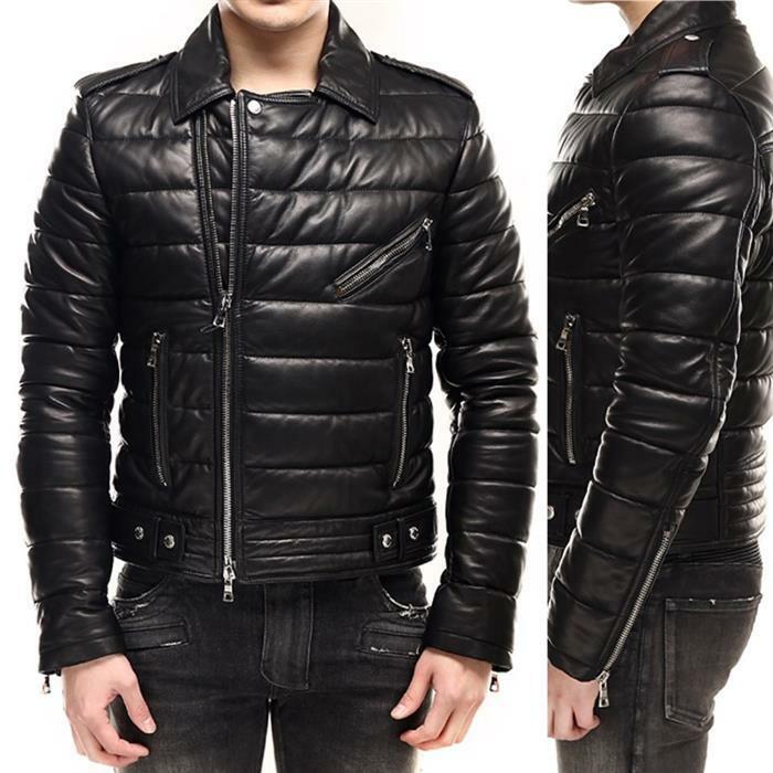 발망 램스킨 레더 바이커 라이더 패딩 자켓 SH18257 - Balmain