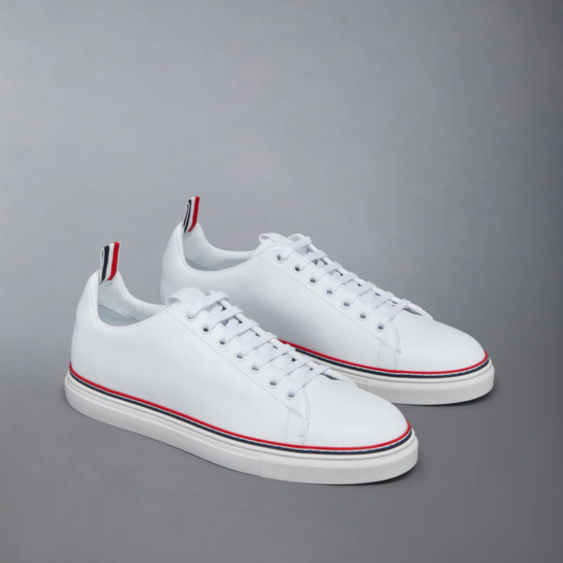 [국내] 톰브라운 스니커즈 비텔로 테니스 슈즈 RWB 라이닝 카프레더 화이트 가죽 운동화 - Thom Browne