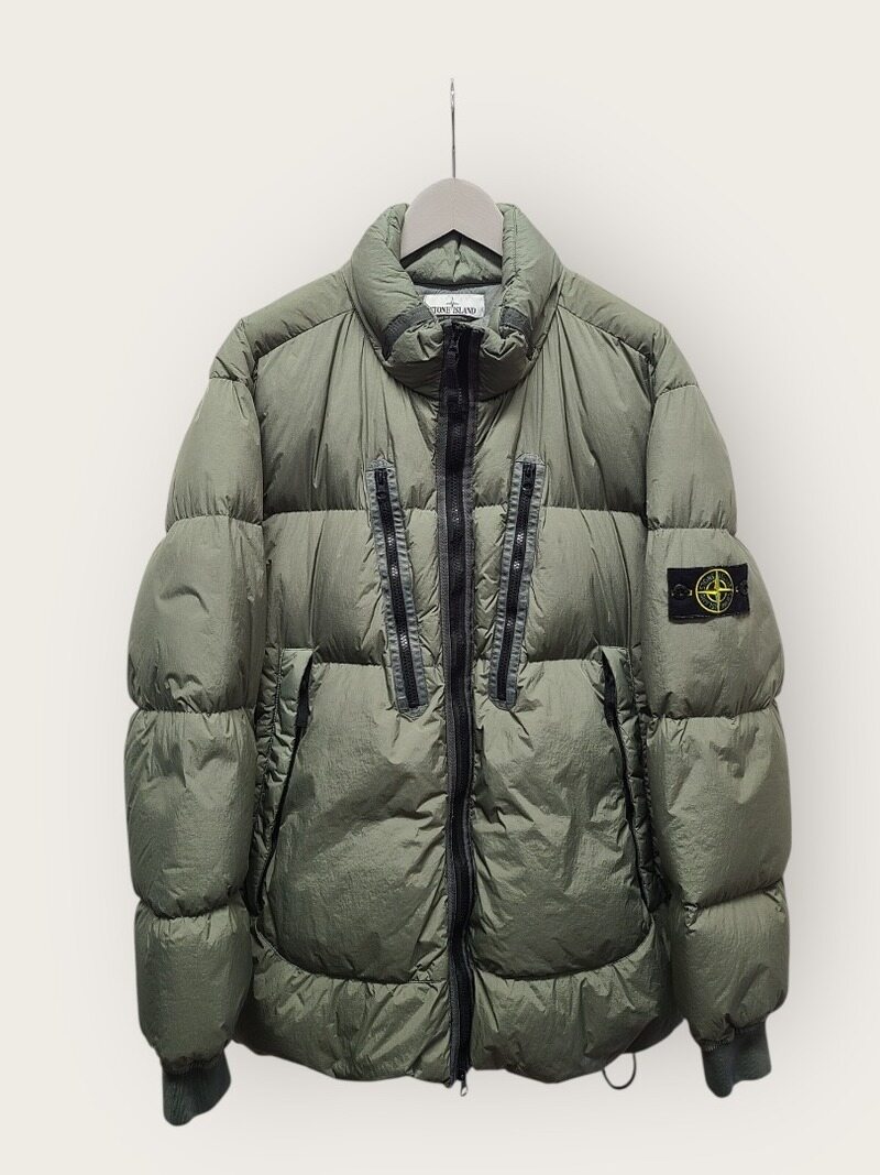 [중고명품/루이스잇] 3XL / 스톤아일랜드 21FW 카키 크링클랩스 논후드 패딩점퍼 - Stone Island