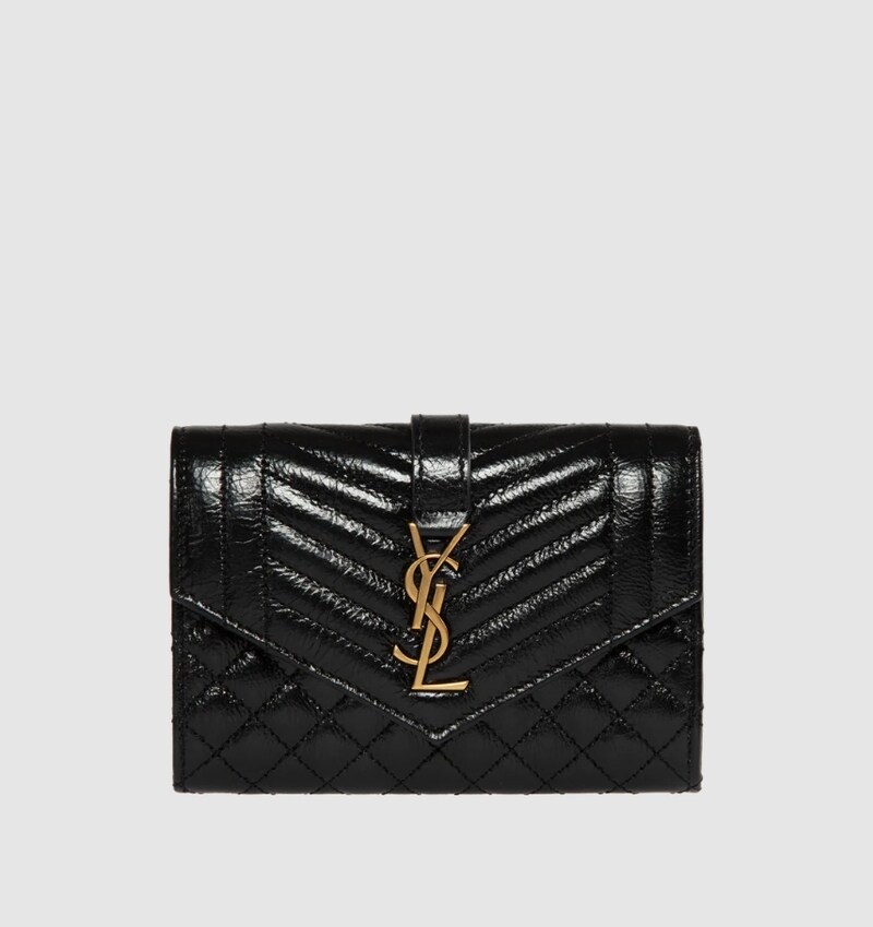 생로랑 금장 모노그램 플랩 카드지갑 블랙 651026 AAC9A 1000 - Saint Laurent