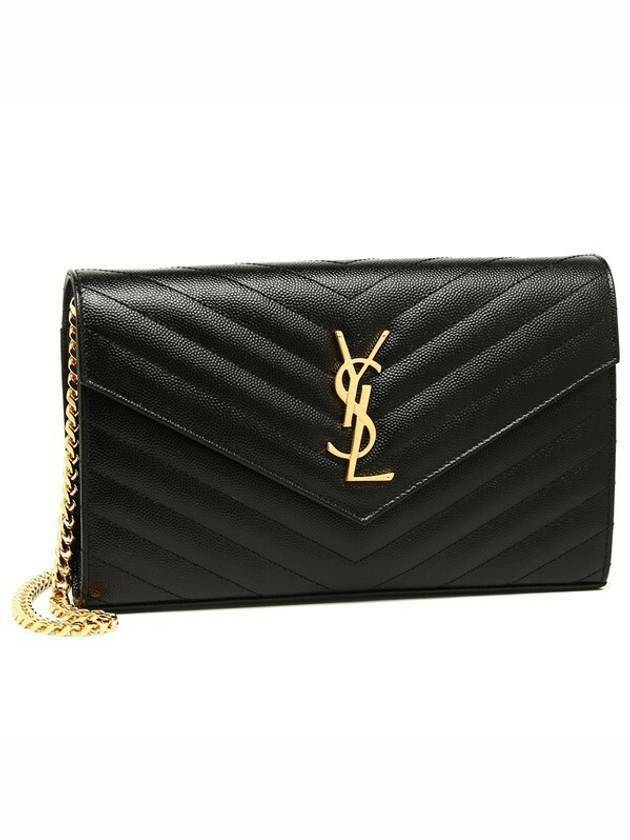 생로랑 금장 모노그램 엔벨롭 체인 숄더백 블랙 377828 BOW01 1000 - Saint Laurent