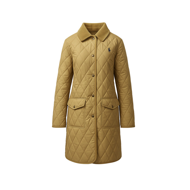 폴로랄프로렌 25FW 포니 자수 로고 다이아몬드 퀄팅 롱 자켓 카키 211965338 004 - Polo Ralph Lauren