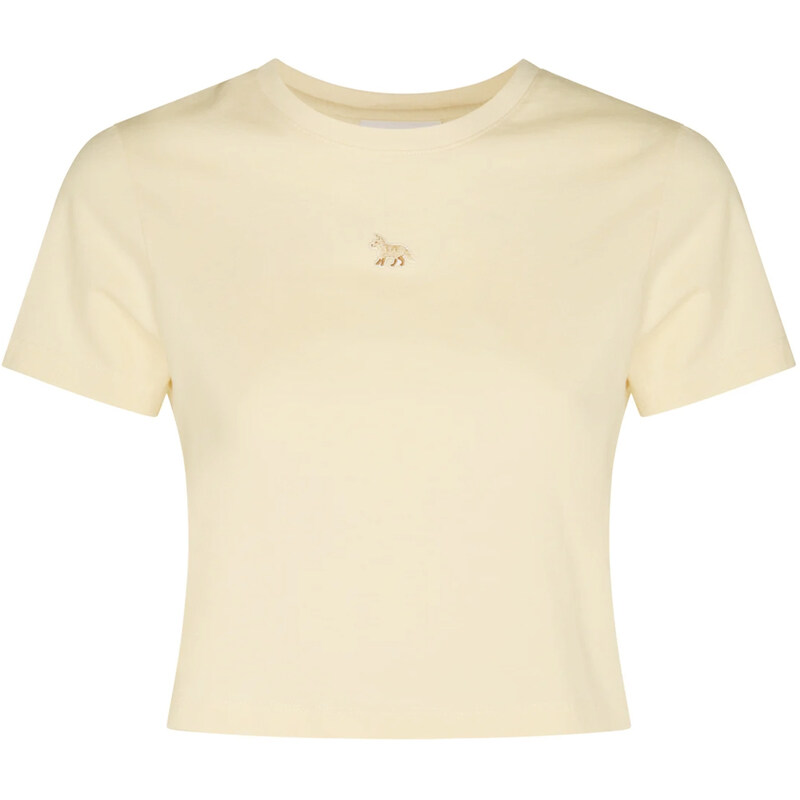 메종키츠네 25SS 베이비 폭스 패치 크롭 티셔츠 마블 MW00105KJ0008 0134 - Maison Kitsune