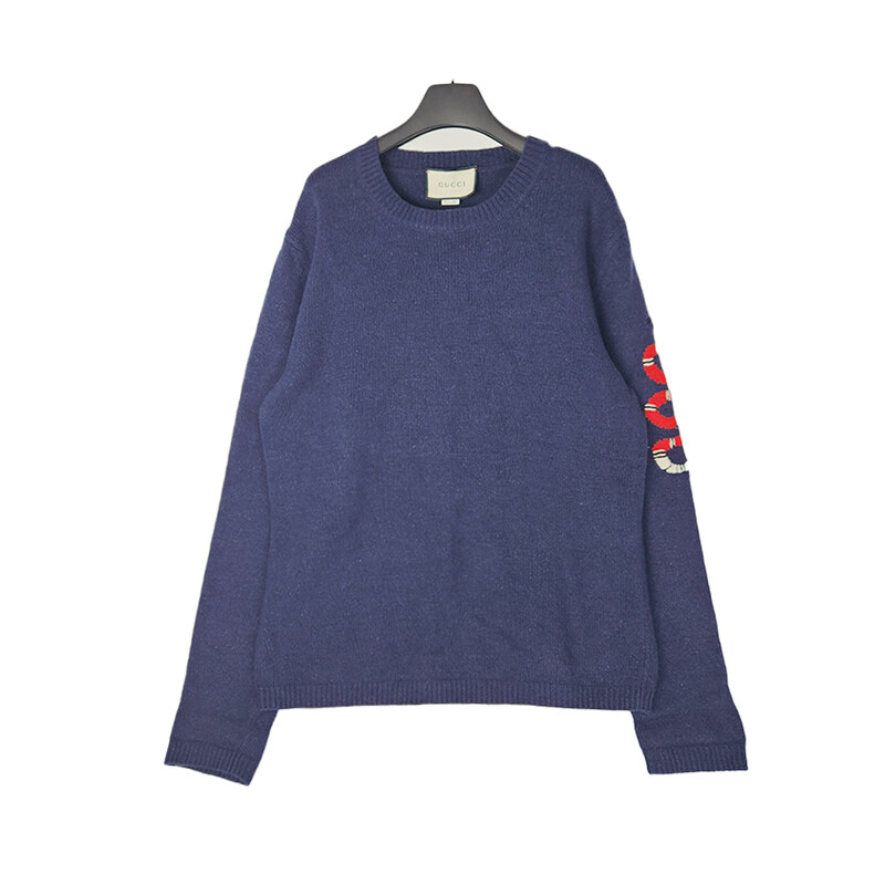 구찌 네이비 울 스네이크 522645 (L) 남성 니트 930533154 - Gucci