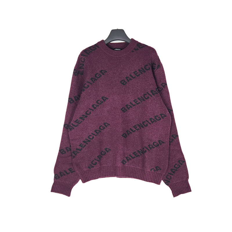 발렌시아가 퍼플 울 로고 패턴 534493 (L) 남성 니트 930534155 - Balenciaga