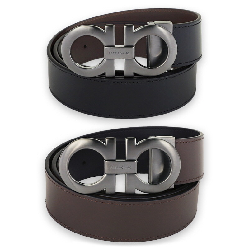 디몬트 페레가모 남성 간치니 리버서블 레더 벨트(블랙/브라운) 675542 0464231 - Salvatore Ferragamo