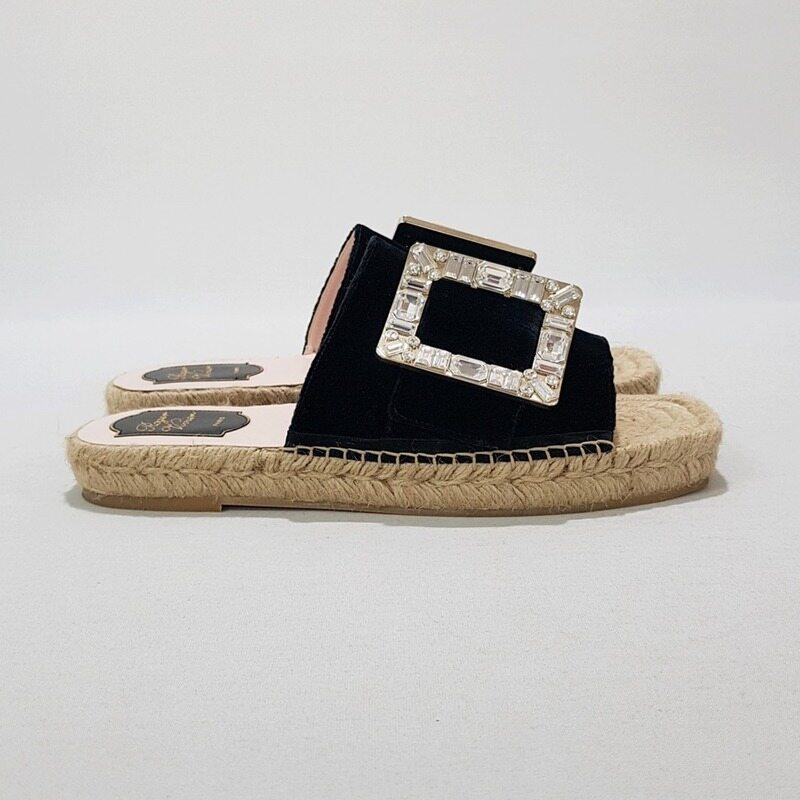 로저비비에 크리스탈 버클 에스파듀 슬라이드 샌들 - Roger Vivier
