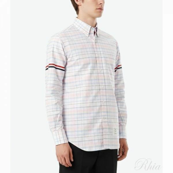 톰브라운 RWB 암밴딩 플레이드 체크 옥스포드 셔츠 MWL150A F0182 680 - Thom Browne
