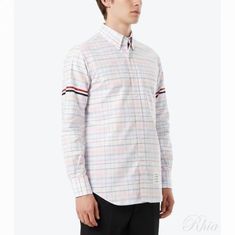 톰브라운 RWB 암밴딩 플레이드 체크 옥스포드 셔츠 MWL150A F0182 680 썸네일 1