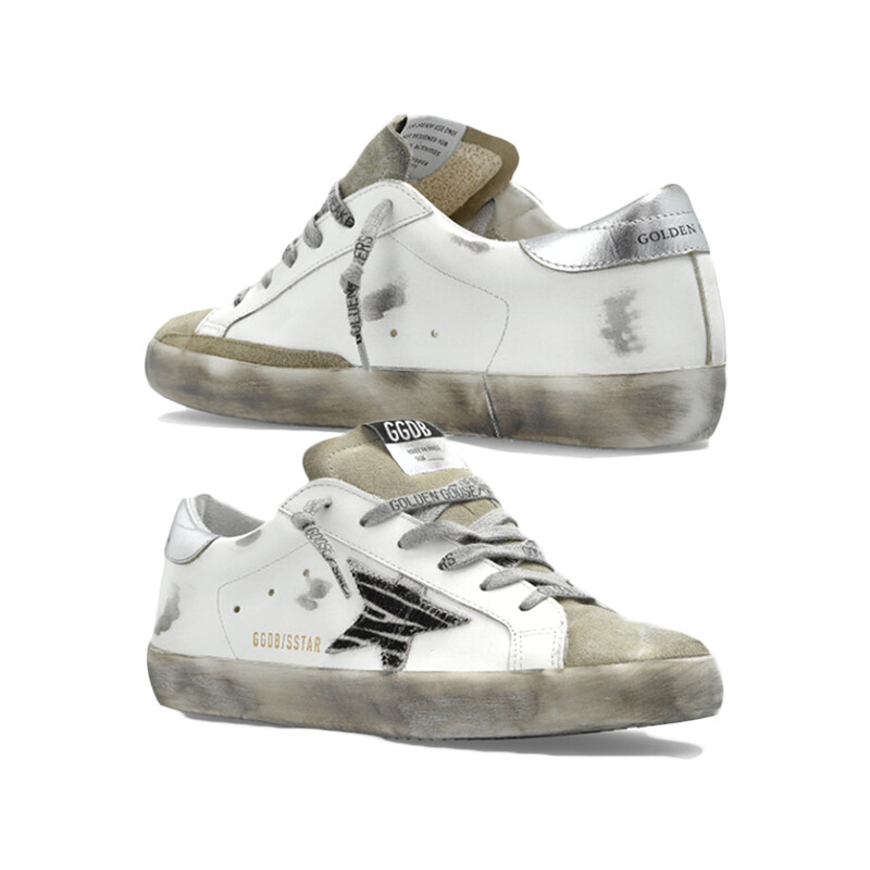 골든구스 25FW 여성 지브라 프린트 슈퍼스타 실버탭 스니커즈 화이트 GWF00101 F002692 81571 - Golden Goose