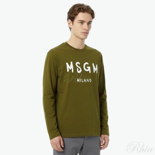 MSGM 브러쉬드 로고 긴팔 티셔츠 3940MM511 257798 38 - MSGM
