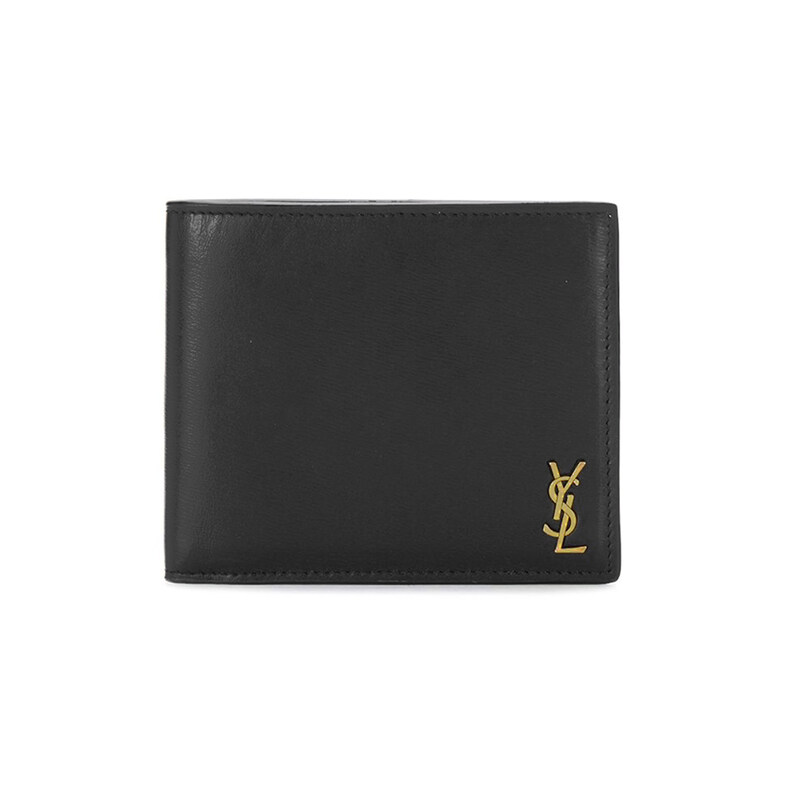 26SS 금장 로고 반지갑 블랙 607727 02G0W 1000 - Saint Laurent