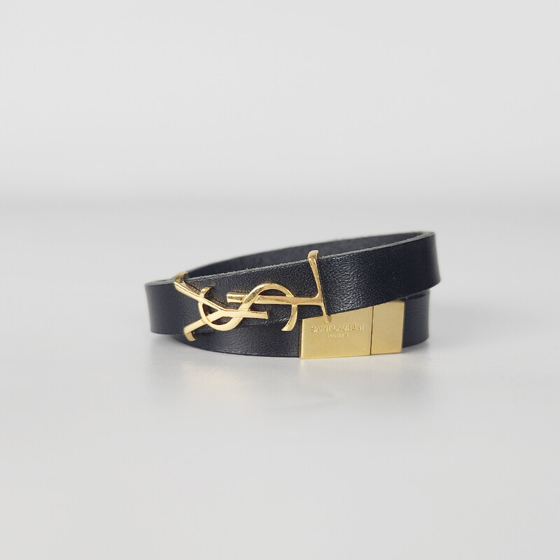 생로랑 블랙 가죽 더블스트랩 (S) 708795 여성 팔찌 102604103 - Saint Laurent