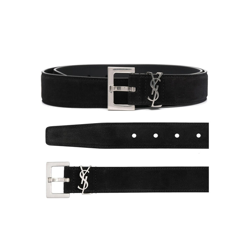 생로랑 26SS 모노그램 스웨이드 로고 벨트 블랙 634440 C0X0E 1000 - Saint Laurent