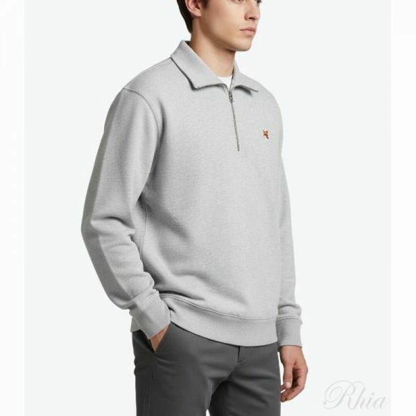 메종키츠네 폭스 헤드 패치 컴포트 하프 집업 스웨트셔츠 MM00314KM0001 H120 집 - Maison Kitsune