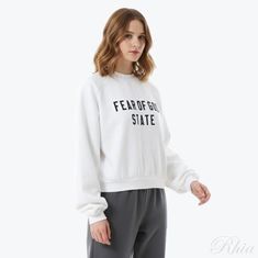 피어오브갓 에센셜 플리스 래글런 크루넥 스웨트셔츠 192SP257834FW 브라이트 화이트 썸네일 1