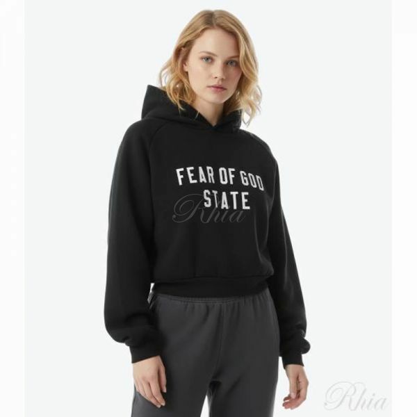 피어오브갓 에센셜 플리스 래글런 후디 192SP257820FW 제트 블랙 - Fear of God