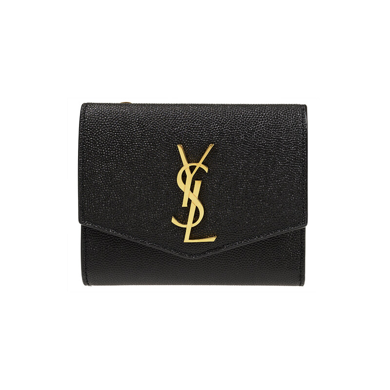 생로랑 26SS 금장 로고 업타운 컴팩트 반지갑 블랙 582296 1GF0J 1000 - Saint Laurent