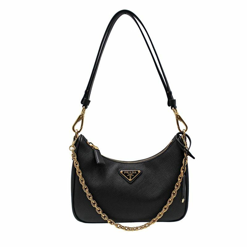 프라다 블랙 카프 스킨 여성 숄더백 R - 1BC204 NZV F0632 QOM - Prada