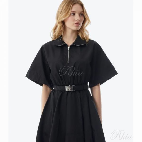 프라다 숏 슬리브 리나일론 미디드레스 230738 1WQ8 F0002 - Prada