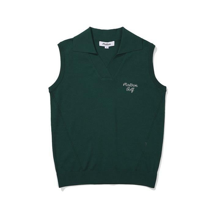 [밀라코/국내발송] 말본골프 변형에리 니트 카라 베스트 GREEN M5222PKV32GRN - Malbon