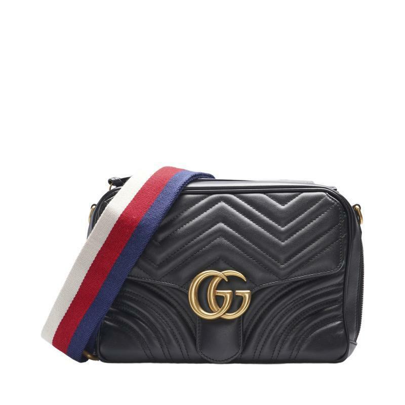 블랙 마틀라세 GG 마몬트 탑 핸들 스몰 숄더백 - Gucci