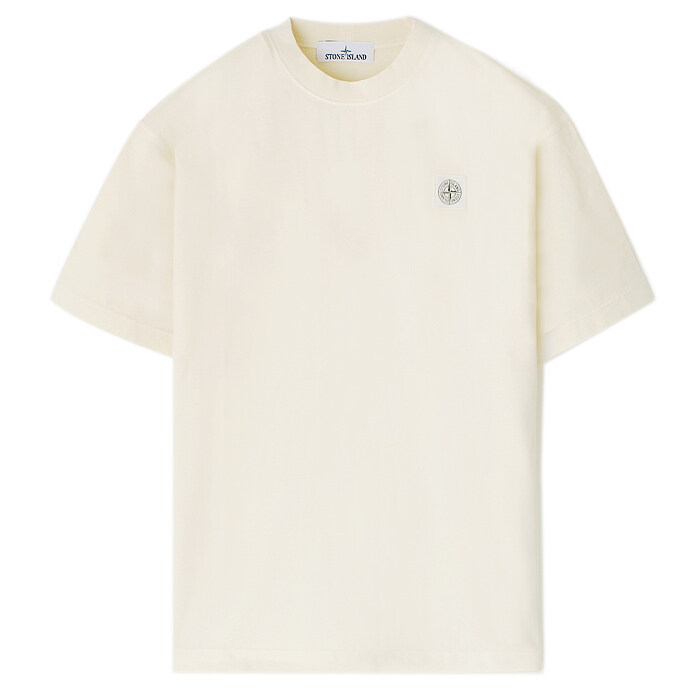 26SS 스톤 워싱 가슴패치 반팔티 아이보리 L1S152100030 S0115 V0093 - Stone Island