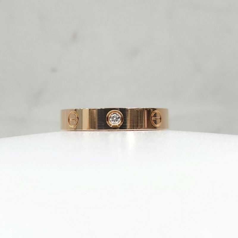 [럭스유] 까르띠에 다이아 1P 러브밴드 링 스몰 18K 핑크골드 58호 - Cartier